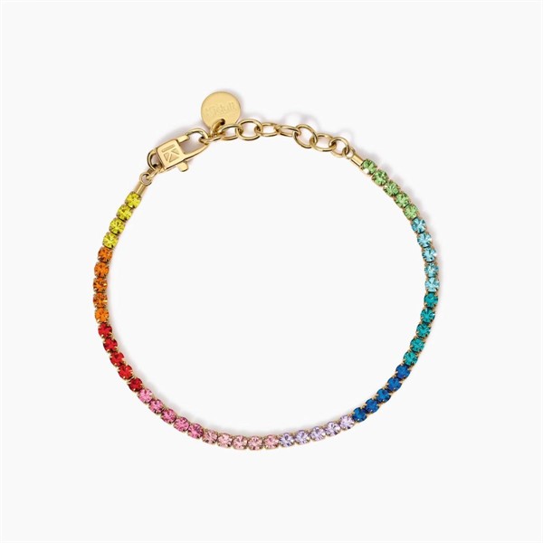 Bracciale tennis dorato multicolor