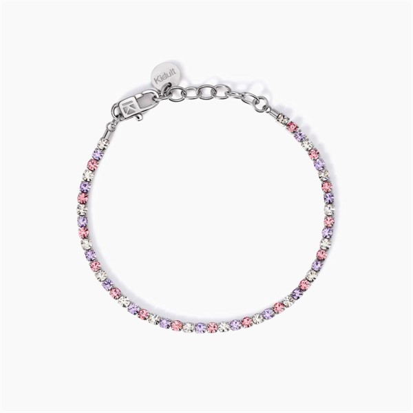 Bracciale tennis con cristalli bianchi e rosa