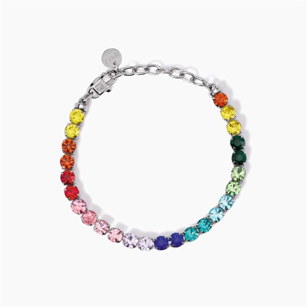 Bracciale tennis multicolor in acciaio argentato