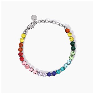 Bracciale tennis multicolor in acciaio argentato
