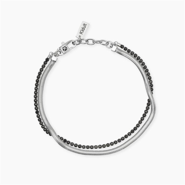 Bracciale con catena snake e tennis di cristalli