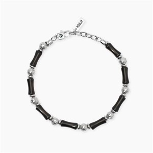 Bracciale uomo in acciaio e ossidiana