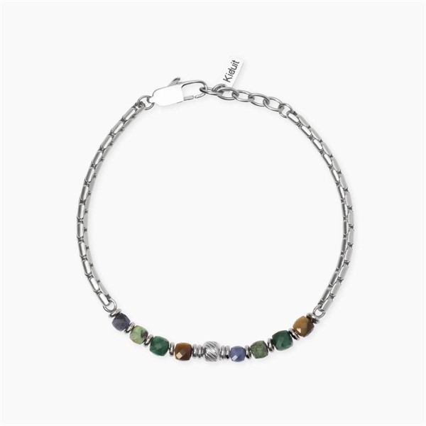 Bracciale in acciaio con pietre multicolor