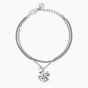 Bracciale a catene con quadrifoglio e cristallo