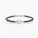 Bracciale in lab leather nera con ancora centrale