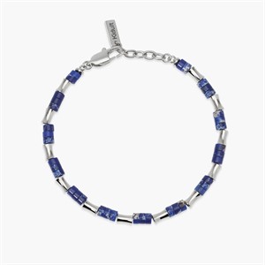 Bracciale con elementi bambù in acciaio e diaspro blu