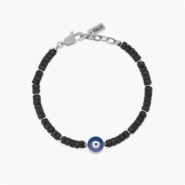 Bracciale in pietra lavica con simbolo occhio centrale