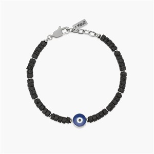Bracciale in pietra lavica con simbolo occhio centrale