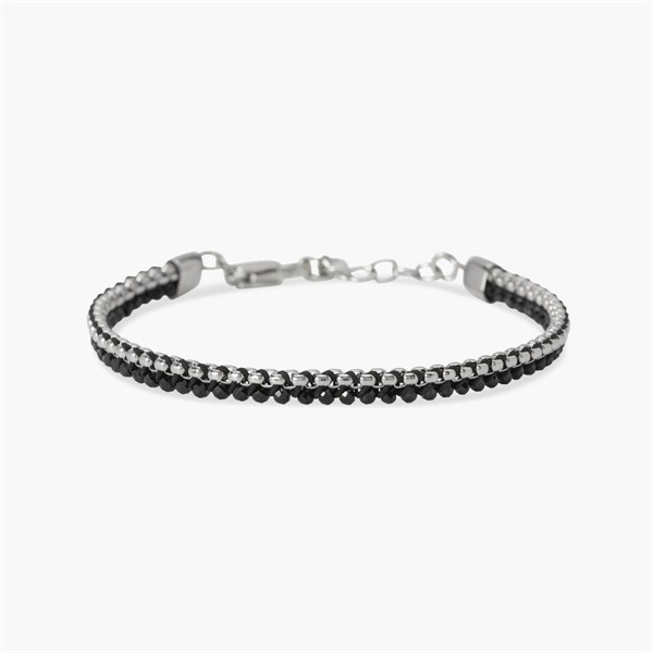 Bracciale in acciaio con nylon e spinello nero