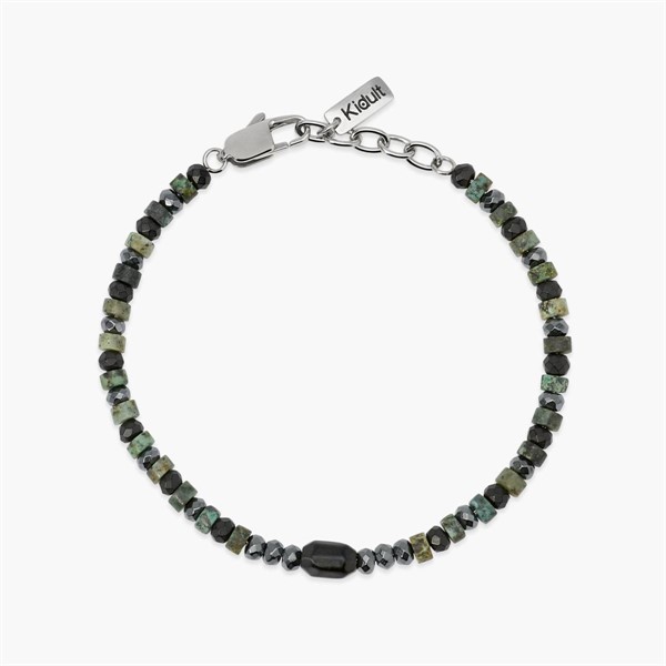Bracciale regolabile con ematite e turchese verde