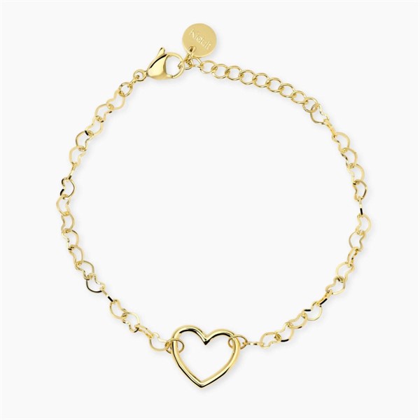 Bracciale cuore in acciaio dorato