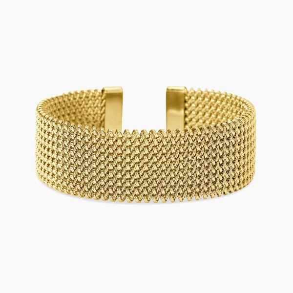 Bracciale cuff dorato con maglia mesh