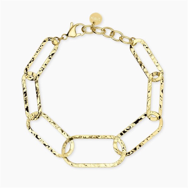 Bracciale con maglie dorate martellate
