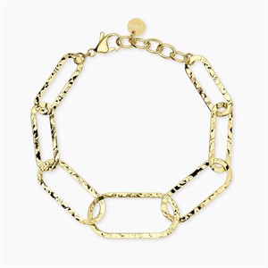 Bracciale con maglie dorate martellate