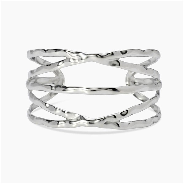 Bracciale cuff in acciaio martellato