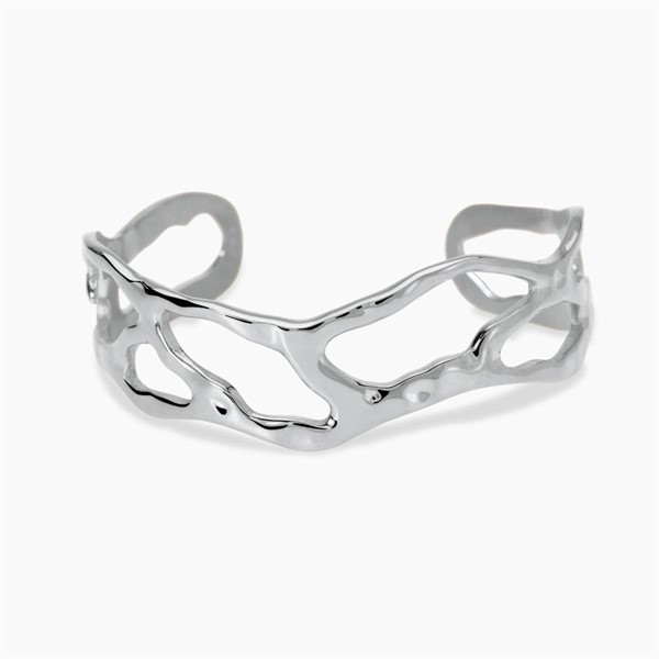Bracciale cuff in acciaio martellato