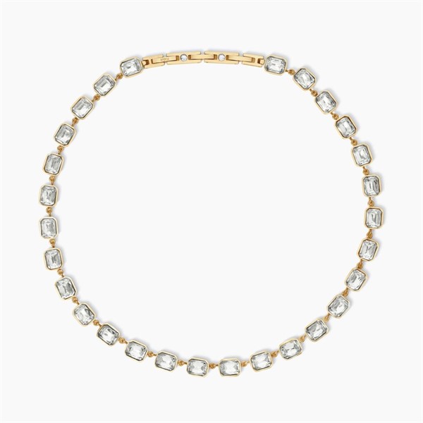 Collana zirconi in acciaio dorato