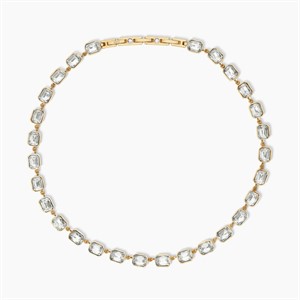 Collana zirconi in acciaio dorato