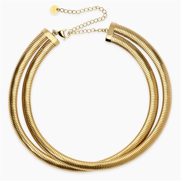 Collana girocollo dorata con doppia catena tubogas