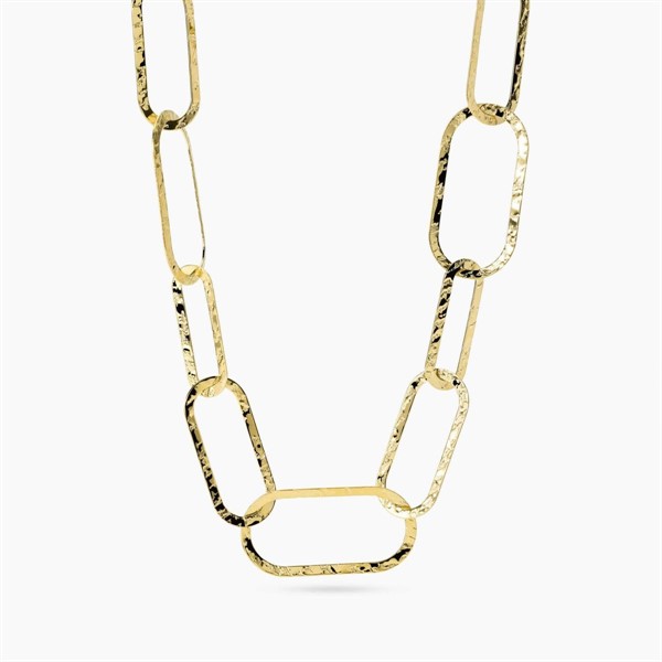 Collana con maglie dorate martellate