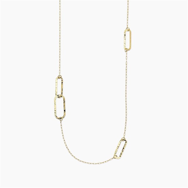 Collana dorata con maglie allungate martellate