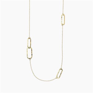 Collana dorata con maglie allungate martellate