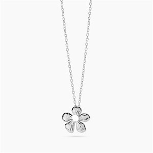 Girocollo con fiore in acciaio martellato