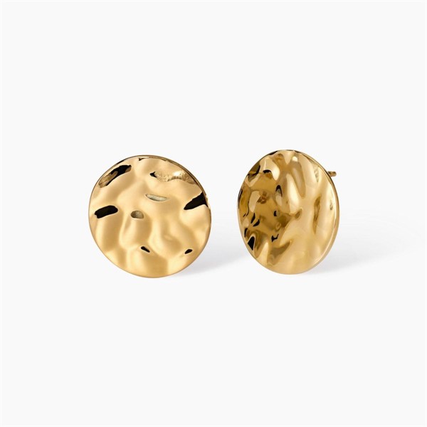Orecchini a lobo in acciaio dorato effetto martellato