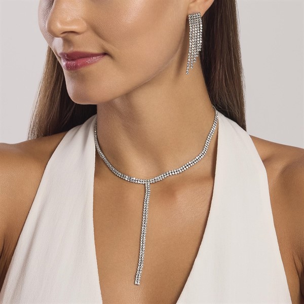 Orecchini tennis cristalli bianchi