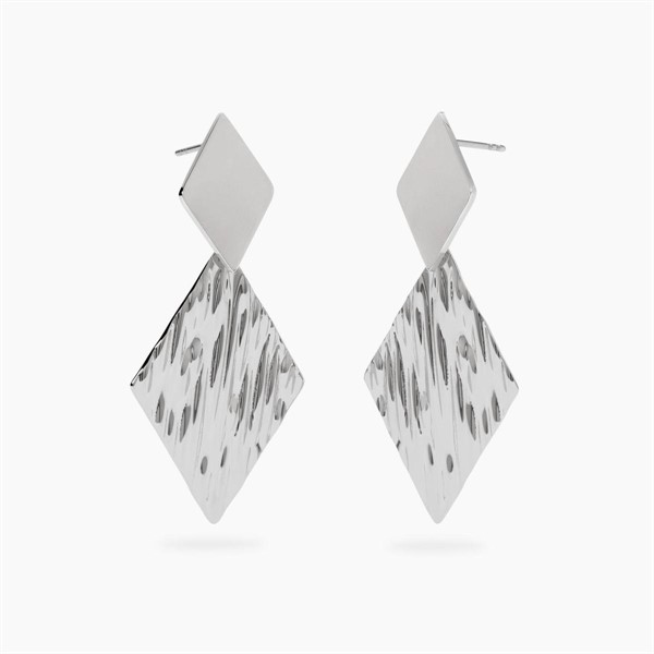 Orecchini pendenti in acciaio effetto martellato
