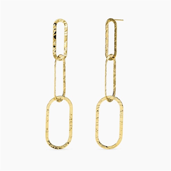 Orecchini pendenti in acciaio dorato martellato