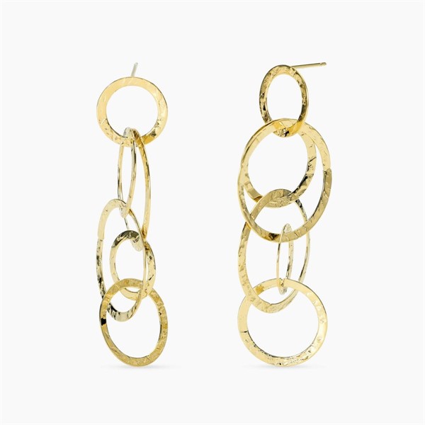 Orecchini pendenti in acciaio dorato martellato