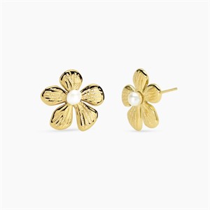 Orecchini fiore dorati con perla conchiglia