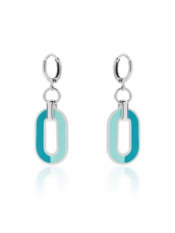 Orecchini argentati con smalto azzurro - 2079