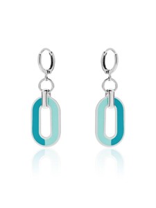 Orecchini argentati con smalto azzurro - 2079