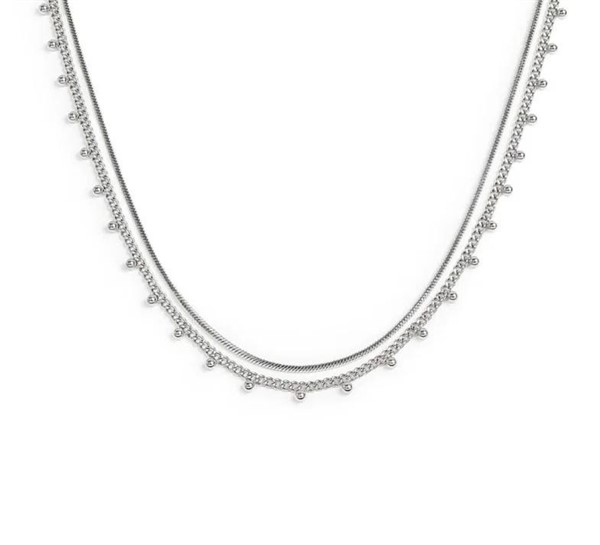 Collana doppia catena snake e grumetta con sfere