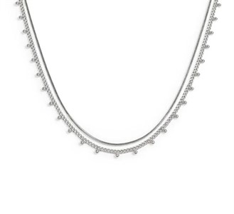 Collana doppia catena snake e grumetta con sfere
