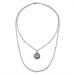 Collana doppio filo argento brunito con Moneta e perle