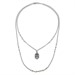 Collana doppio filo argento brunito con Maschera e perle