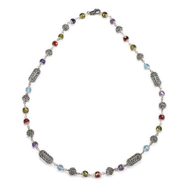 Collana con zirconia sfaccettata multicolor