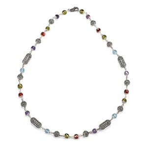 Collana con zirconia sfaccettata multicolor