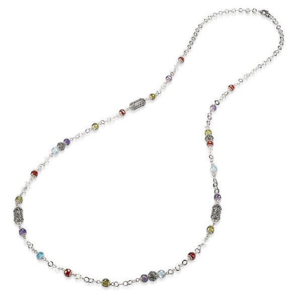 Collana Lunga con zirconia sfaccettata multicolor