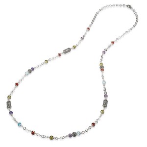 Collana Lunga con zirconia sfaccettata multicolor