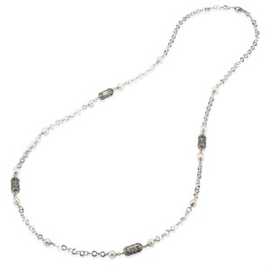 Collana lunga argento brunito con Lanterne e perle