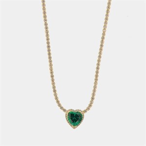 Collana Tennis Dorata Cuore Verde