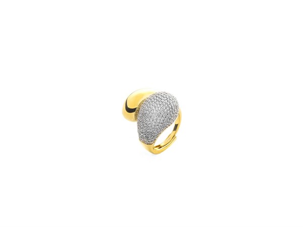 Anello Contrariè con Pavè Dorato