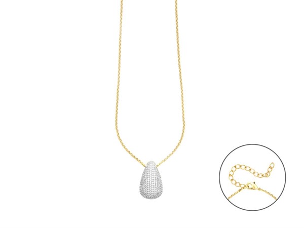 Collana Goccia Dorata e Pavè