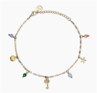 Cavigliera in acciaio dorato con charms estivi