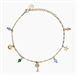 Cavigliera in acciaio dorato con charms estivi