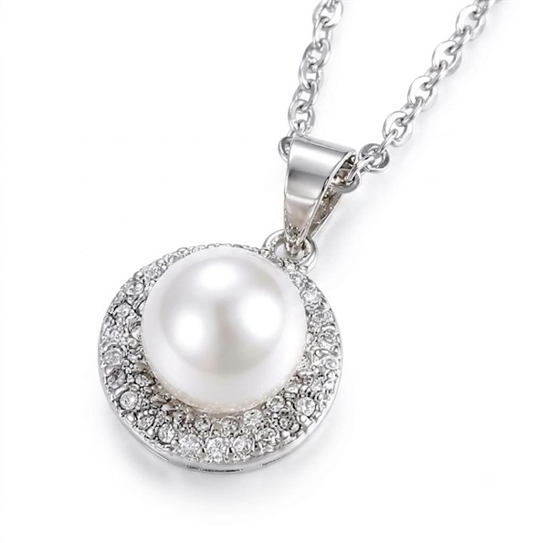 Collana in Acciaio con Cristalli e Perle